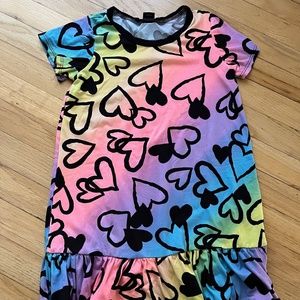 Pixie Lane Girls Rainbow Heart Short Sleeve Nightgown Size 7
